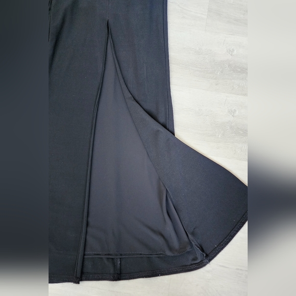 [18] Joseph Ribkoff Black Wide Leg Pant with Sheer Front Panel - Picture 4 of 13